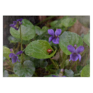 Ladybug on Sweet Violet Flowers Cutting Board