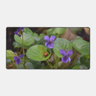 Ladybug on Sweet Violet Flowers Desk Mat