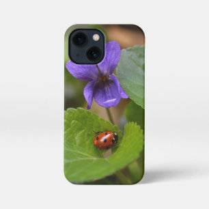 Ladybug on Sweet Violet Flowers iPhone 13 Mini Case