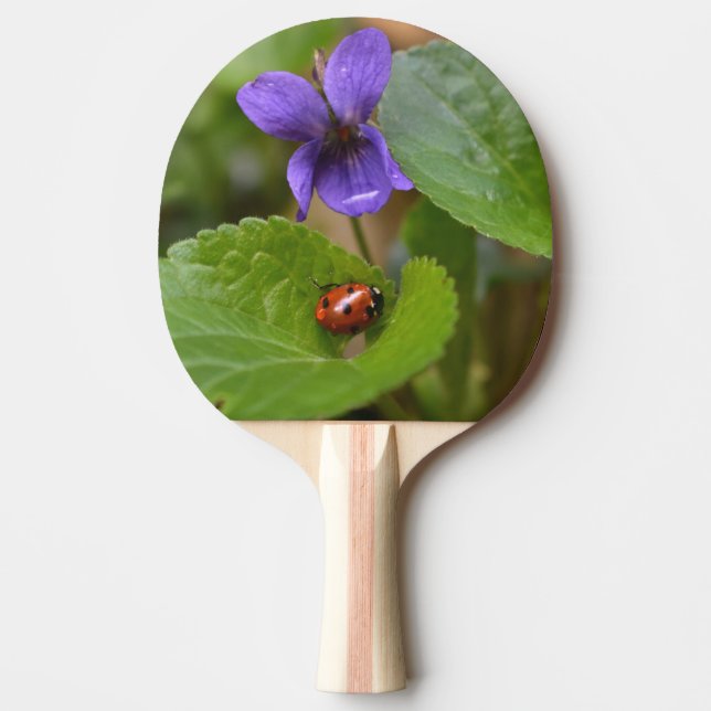Ladybug on Sweet Violet Flowers Ping Pong Paddle (Front)