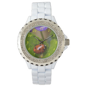 Ladybug on Sweet Violet Flowers Watch