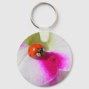 Ladybug on the petunia Keychain