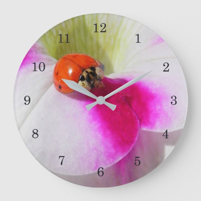 Ladybug on the petunia large clock (Front)