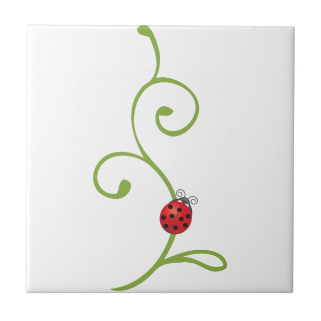 Ladybug on Vine Ceramic Tile (Front)