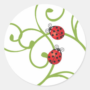 Ladybug on Vine Classic Round Sticker