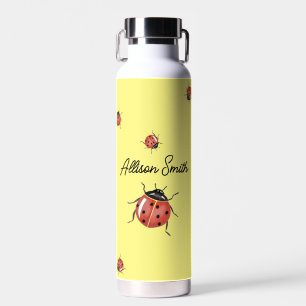 Ladybug on yellow water bottle