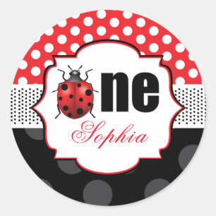 Ladybug One Birthday Personalised Classic Round Sticker