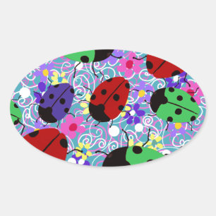 Ladybug Oval Sticker