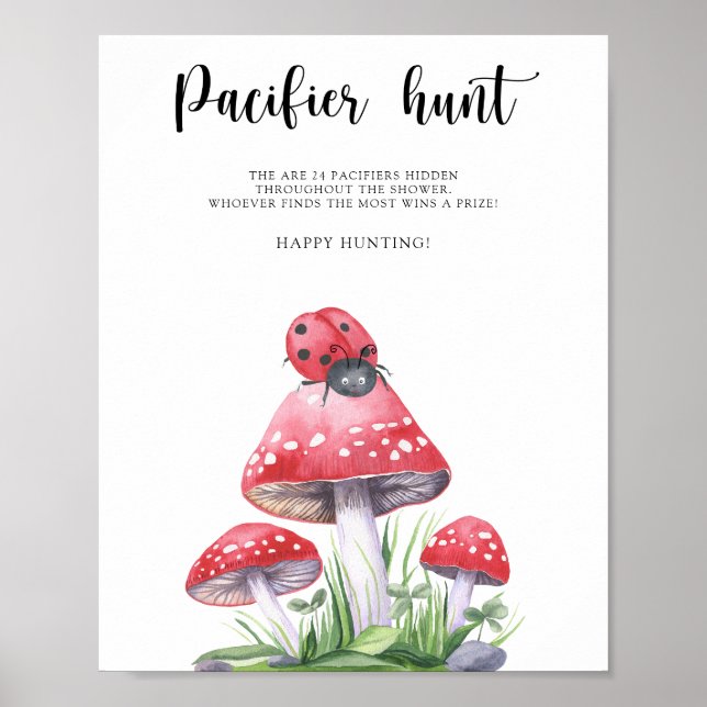 Ladybug - pacifier hunt baby shower game poster (Front)