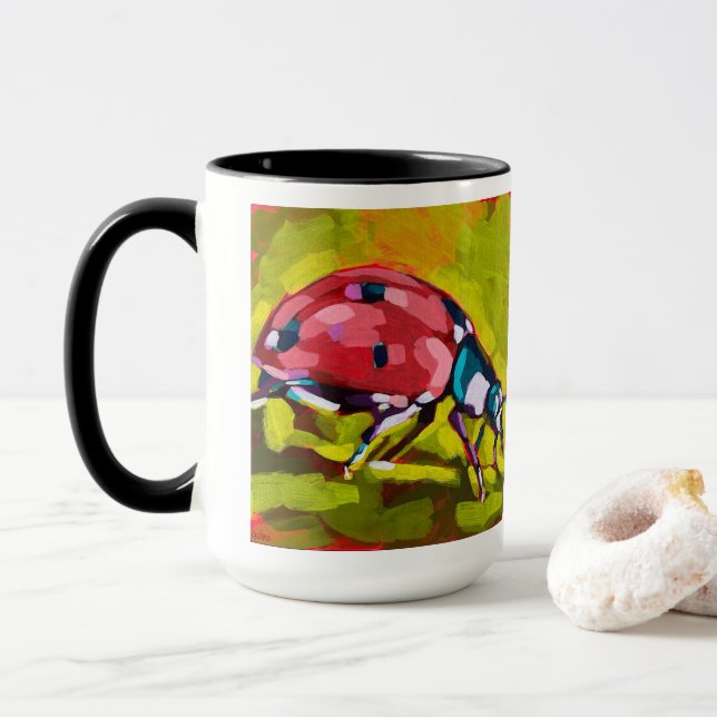 Ladybug Painting - Gift for Insect Lovers Mug (With Donut)