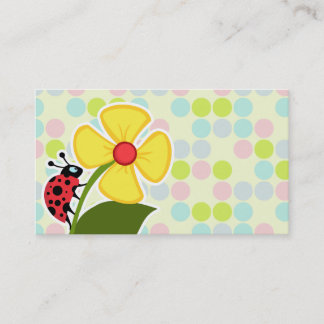 Ladybug Pastel Colours, Polka Dot Business Card