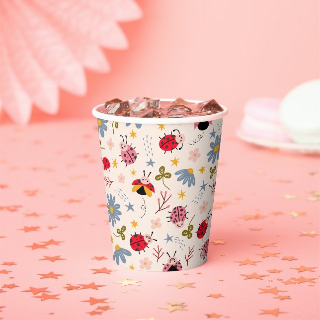 Ladybug Pattern Baby Shower Paper Cups (Insitu)