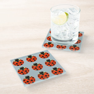 Ladybug Pattern Glass Coaster