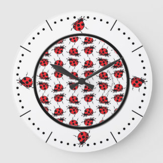 Ladybug Pattern Large Clock