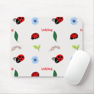 Ladybug pattern on grey mouse pad
