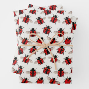 Ladybug Pattern Wrapping Paper Sheet