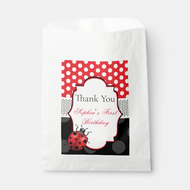 Ladybug Personalised Birthday Favour Bag (Front)