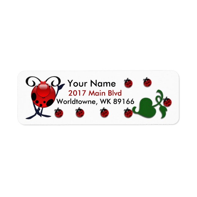 Ladybug personalised return address label (Front)