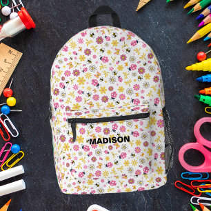 Ladybug Pink And Yellow Printed Backpack