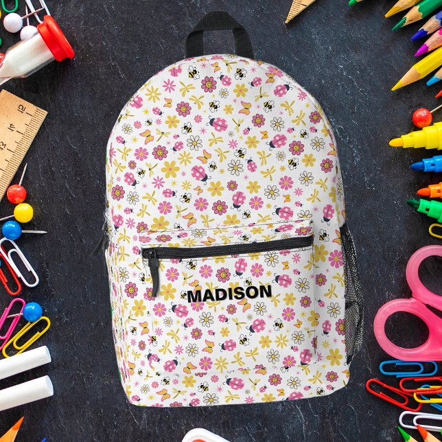 Ladybug Pink And Yellow Printed Backpack (Creator Uploaded)