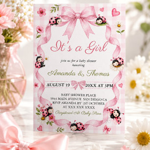 LadyBug Pink Girl Baby Shower Invitation