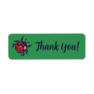 Ladybug pixel art return address label