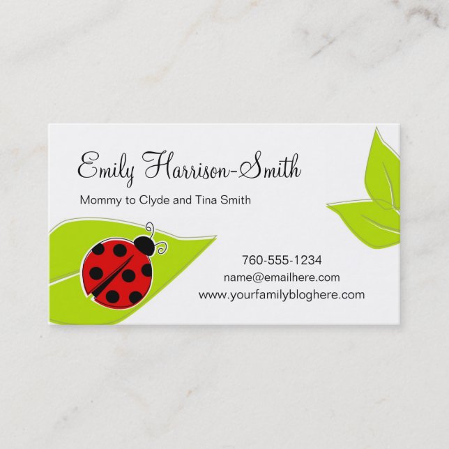 Ladybug Play Date Cards, Horizontal Calling Card (Front)