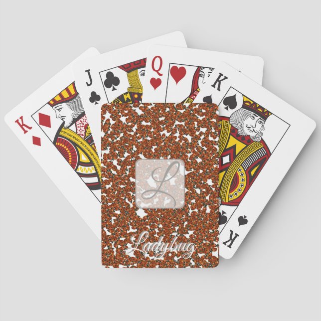 Ladybug playing cards with monogram letter (Back)
