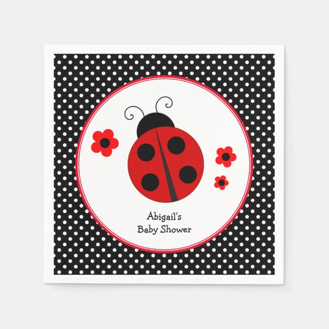 Ladybug Polka Dot Baby Shower Napkin (Front)