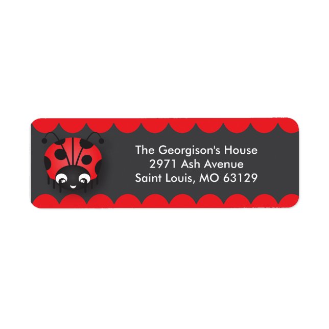 Ladybug Polka Dot Birthday Party Address Labels (Front)