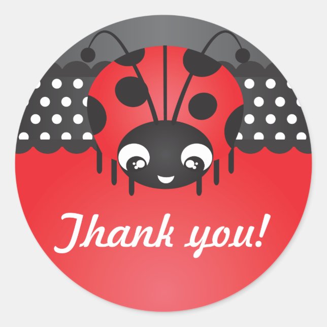 Ladybug Polka Dot Birthday Thank You Stickers (Front)