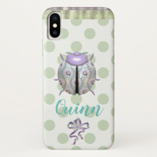 Ladybug polka dot cute purple white green iPhone x case