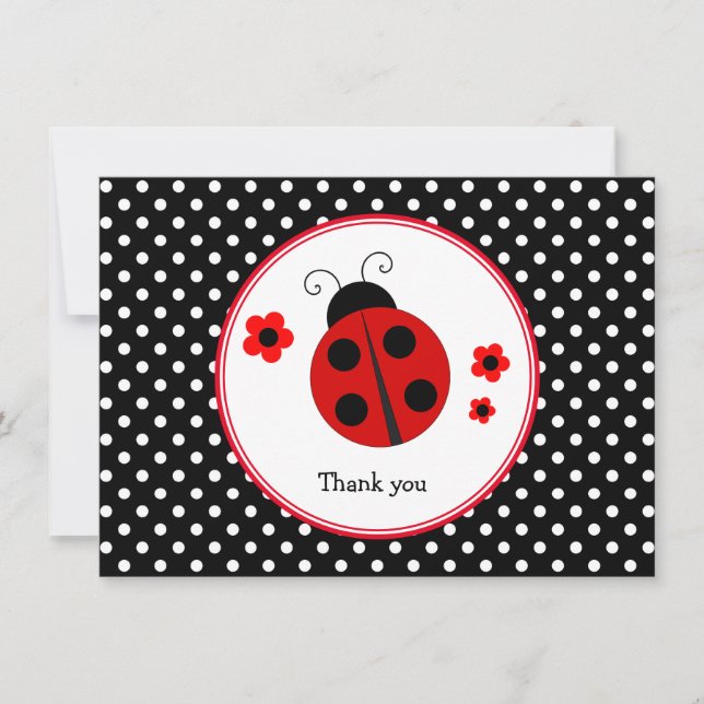 Ladybug Polka Dot Thank You Note Card (Front)