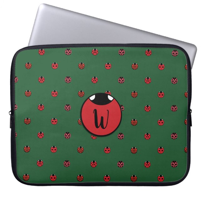 Ladybug Polka Dots Laptop Sleeve (Front)