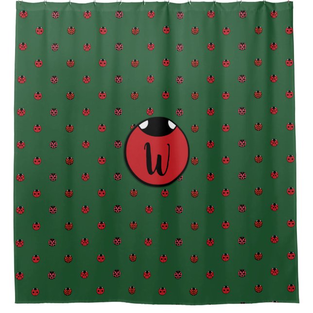 Ladybug Polka Dots Shower Curtain (Front)
