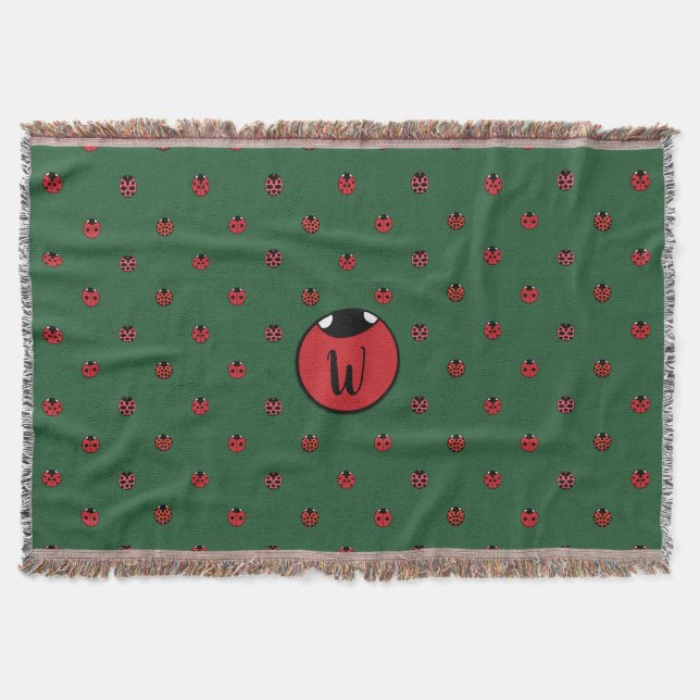 Ladybug Polka Dots Throw Blanket (Front)
