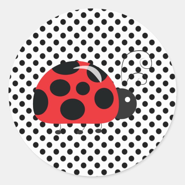 Ladybug Polkadots Baby Shower Bingo Stickers (Front)