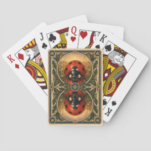 Ladybug Poppy Meadow Watercolor GeoSaga Playing Cards