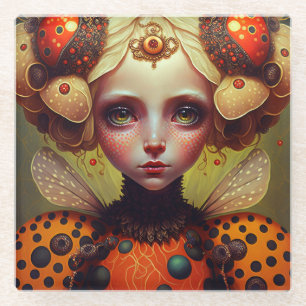 Ladybug Queen 2 Cute Fantasy Art Glass Coaster