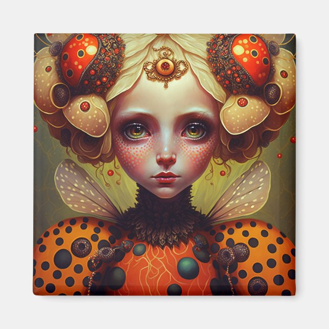Ladybug Queen 2 Cute Fantasy Art Magnet (Front)