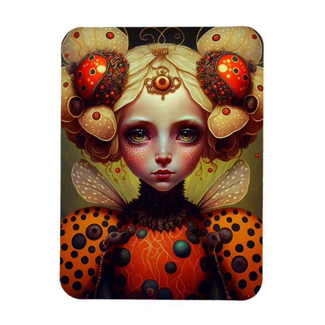 Ladybug Queen 2 Cute Fantasy Art Magnet (Vertical)