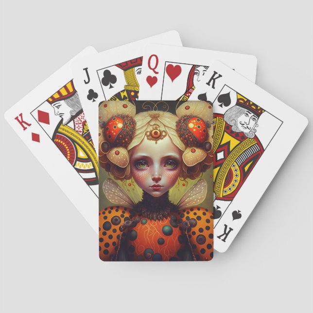 Ladybug Queen 2 Cute Fantasy Art Playing Cards (Back)