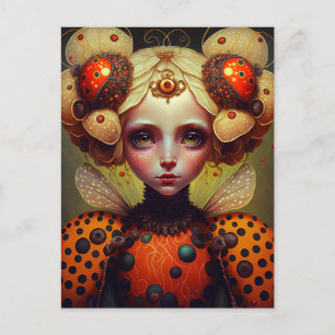 Ladybug Queen 2 Cute Fantasy Art Postcard