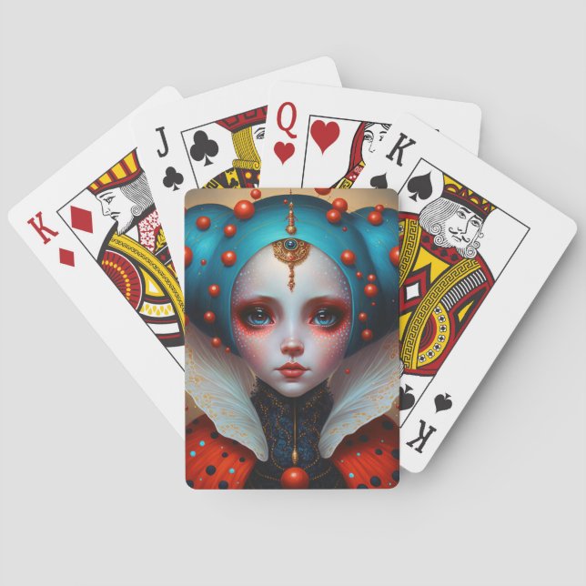 Ladybug Queen Cute Fantasy Art Playing Cards (Back)