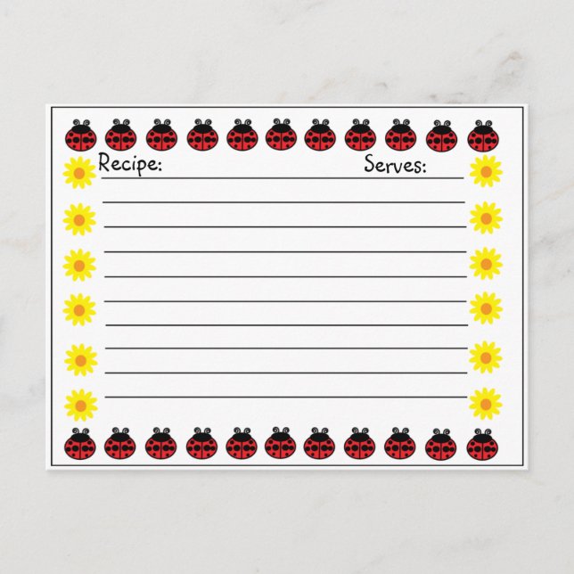 Ladybug Recipe Card (Front)