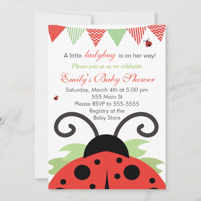 Ladybug Red Baby Girl Shower Invitation (Front)
