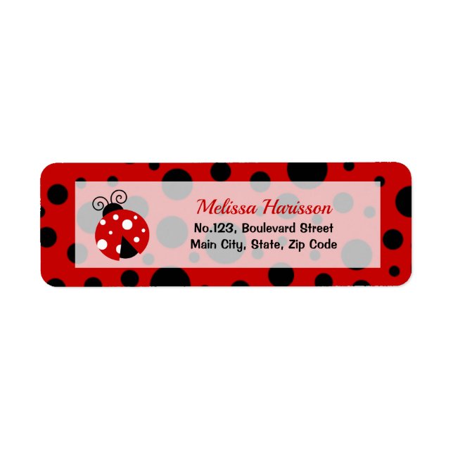 Ladybug Red Black Frame Polka Dots Return Address Label (Front)