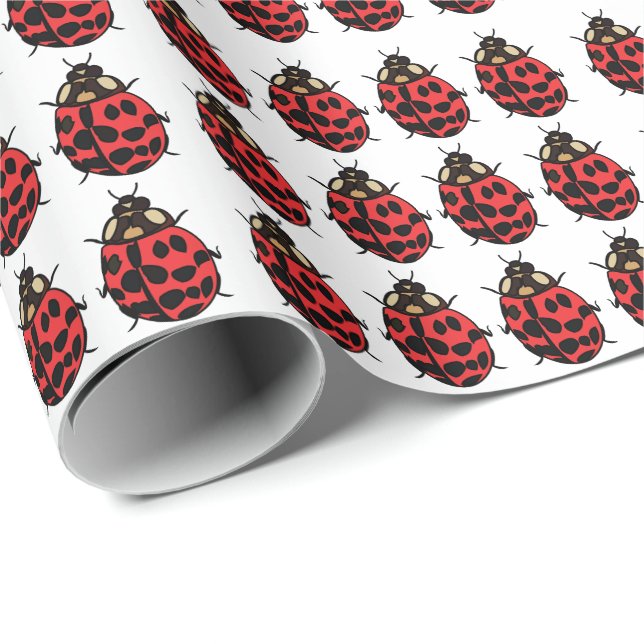 Ladybug Red Black Insect Ladybug Wrapping Paper (Roll Corner)