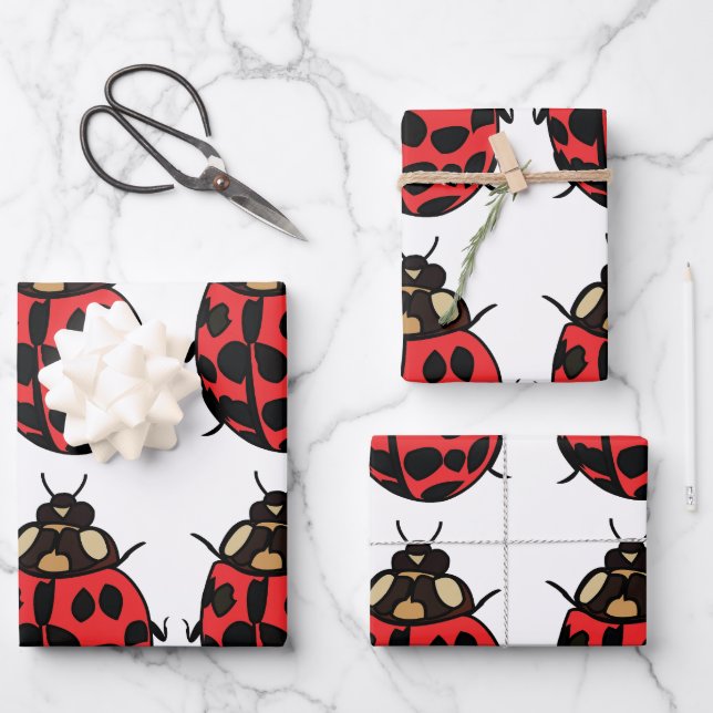Ladybug Red Black Insect Ladybug Wrapping Paper Sheet (Front)