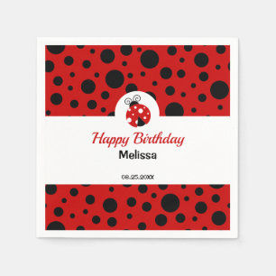 Ladybug Red Black Polka Dots Kids Birthday Napkin